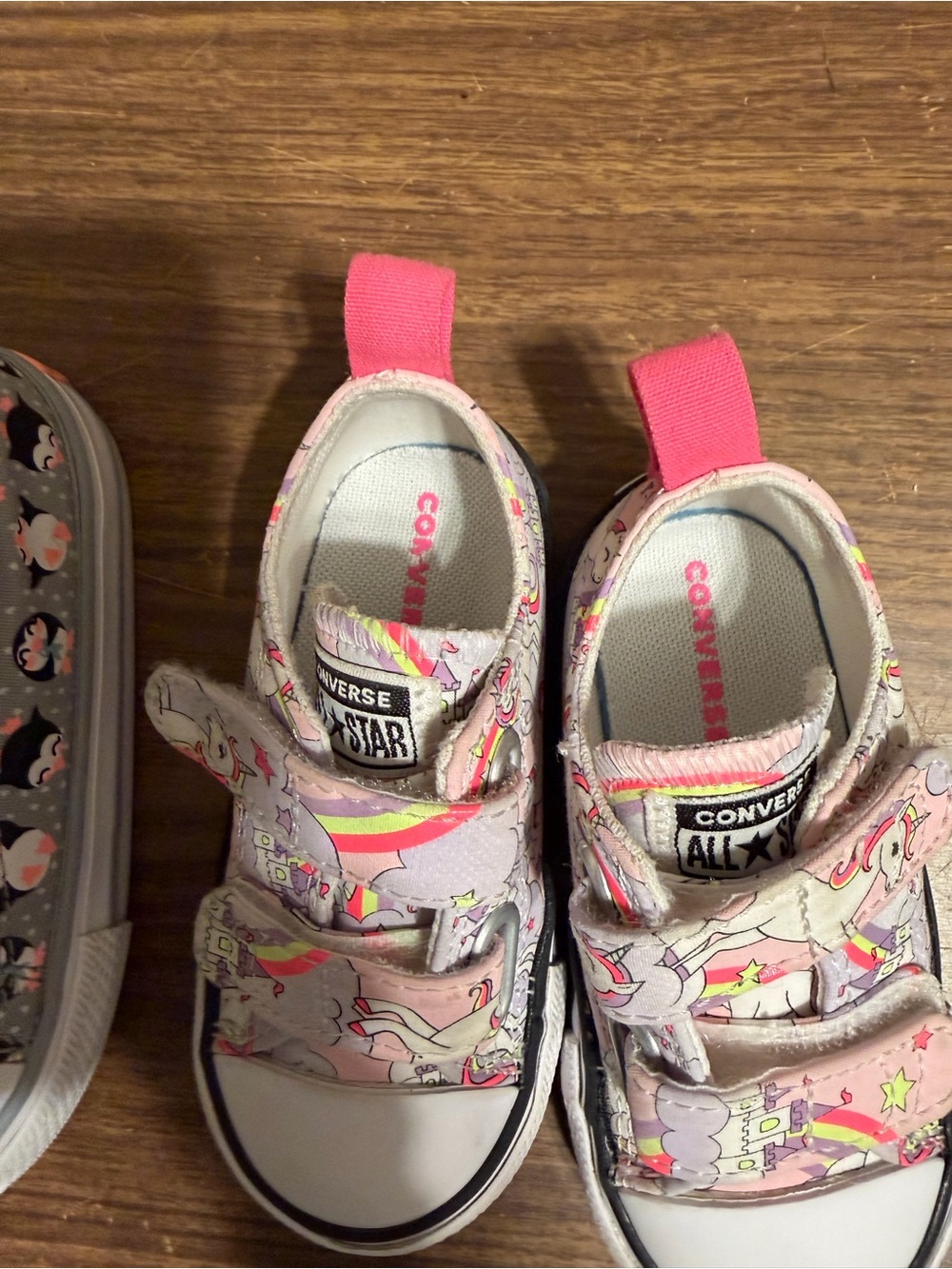 Lot of 2 Converse Allstar Chuck Taylor Toddler Girl Owl 7 High top Unicorn 5 low - Picture 4 of 6